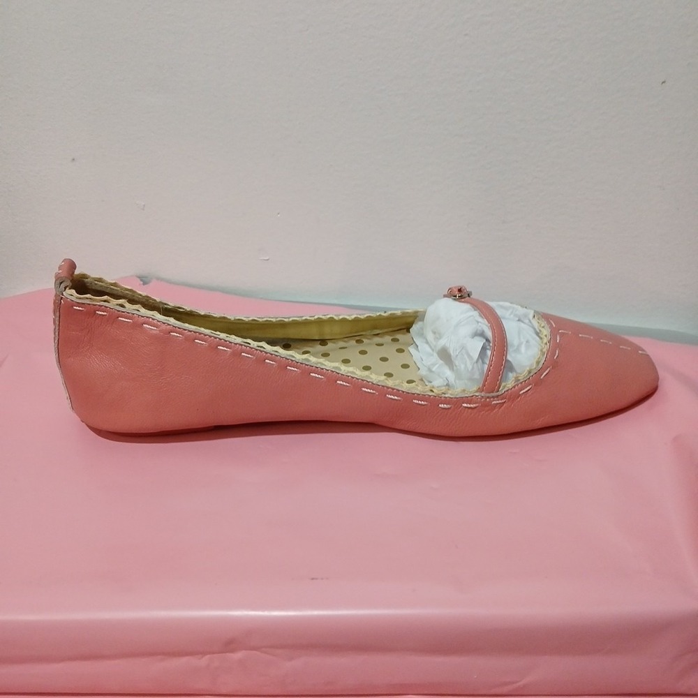 Poetic License London Women's Size 11 Pink Leather Ivory Lace Mary Jane Flats - Picture 3 of 9